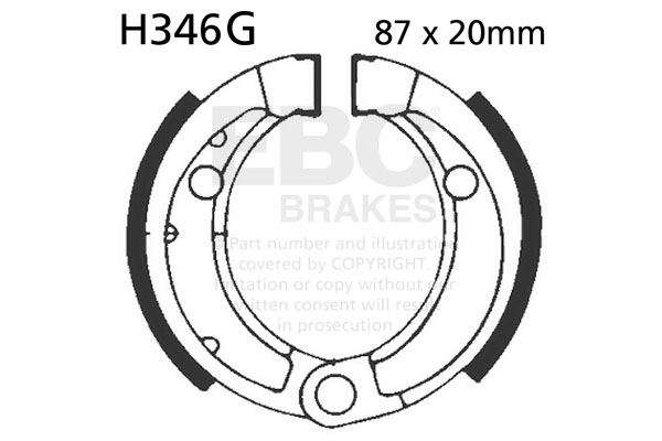 Brake shoe set EBC H346G grooved includings springs