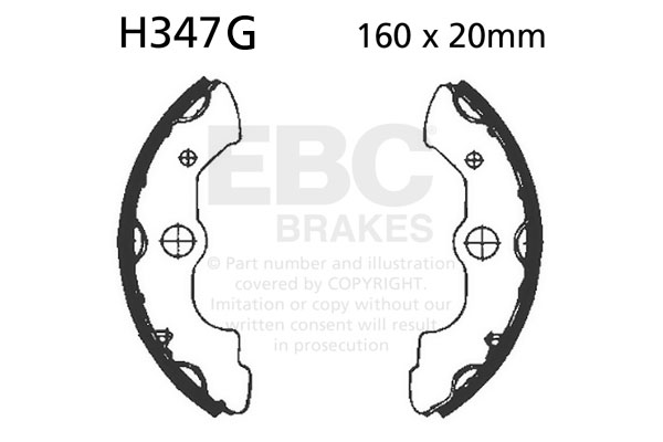 Brake shoe set EBC H347G grooved includings springs