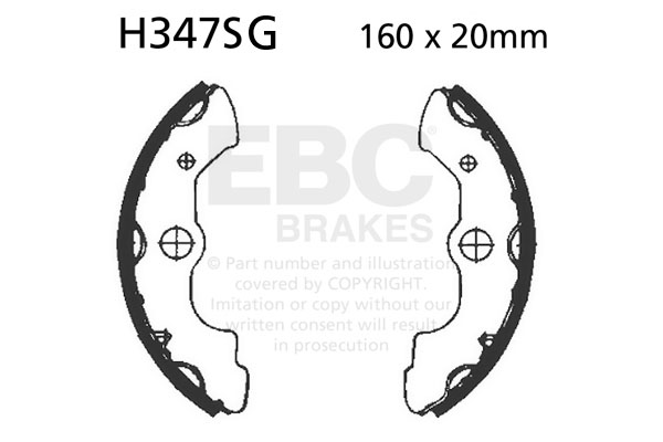 Brake shoe set EBC H347SG grooved includings springs