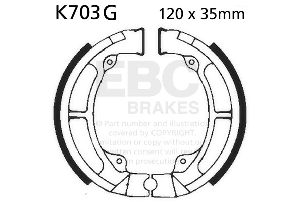 Brake shoe set EBC K703G grooved includings springs
