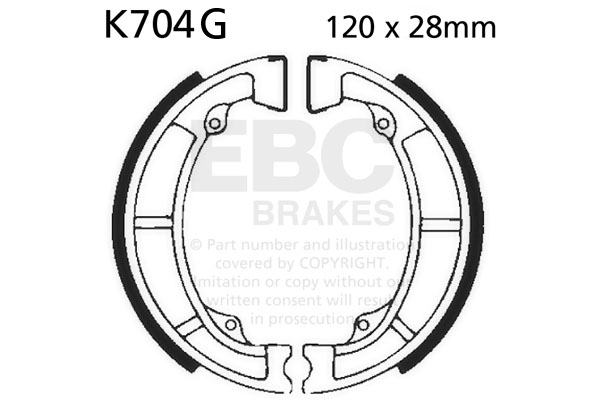 Brake shoe set EBC K704G grooved includings springs