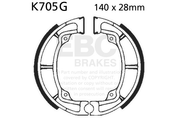 Brake shoe set EBC K705G grooved includings springs