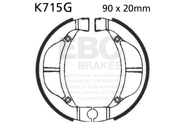 Brake shoe set EBC K715G grooved includings springs