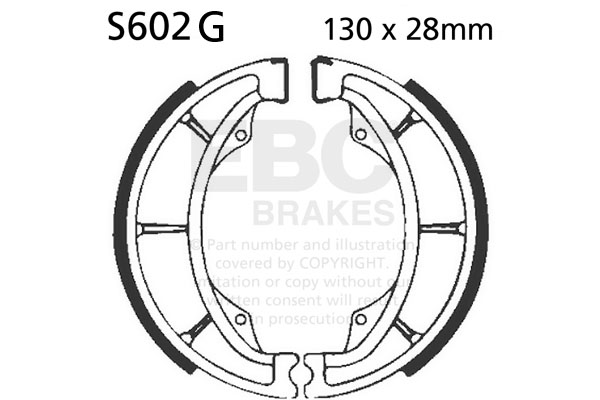 Brake shoe set EBC S602G grooved includings springs