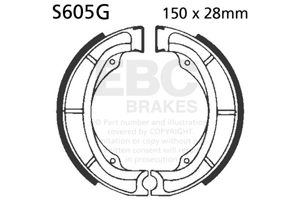 Brake shoe set EBC S605G grooved includings springs