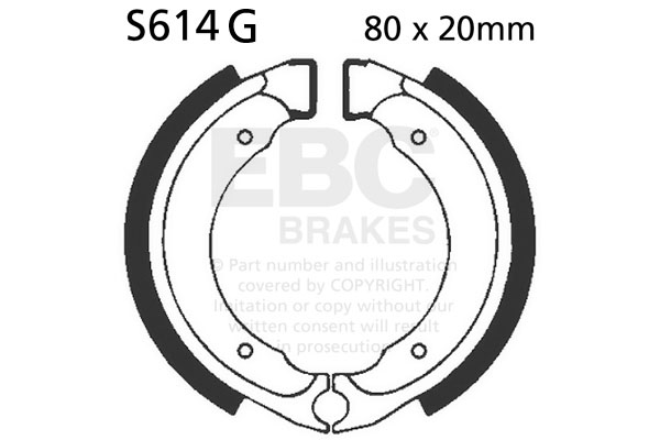 Brake shoe set EBC S614G grooved includings springs