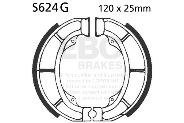 Brake shoe set EBC S624G grooved includings springs