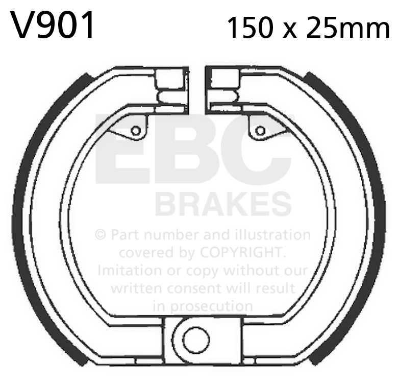 Brake shoe set EBC V901 excluding springs