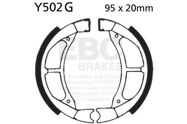 Brake shoe set EBC Y502G grooved includings springs