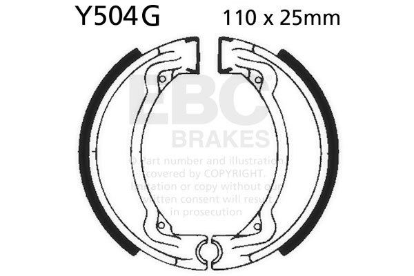 Brake shoe set EBC Y504G grooved includings springs