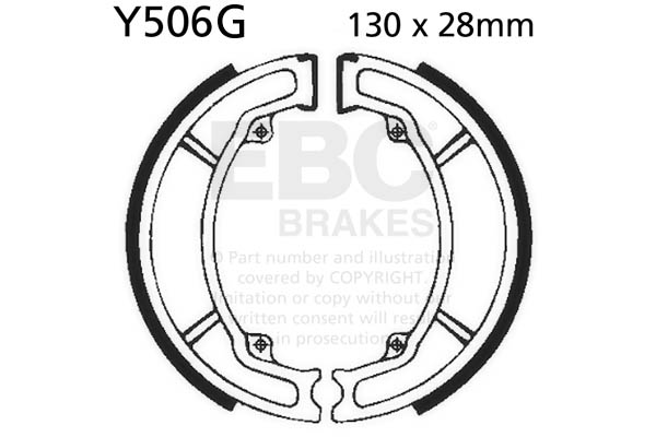 Brake shoe set EBC Y506G grooved includings springs