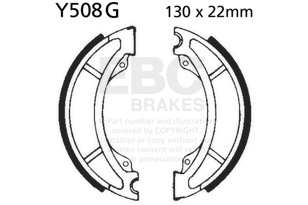 Brake shoe set EBC Y508G grooved includings springs