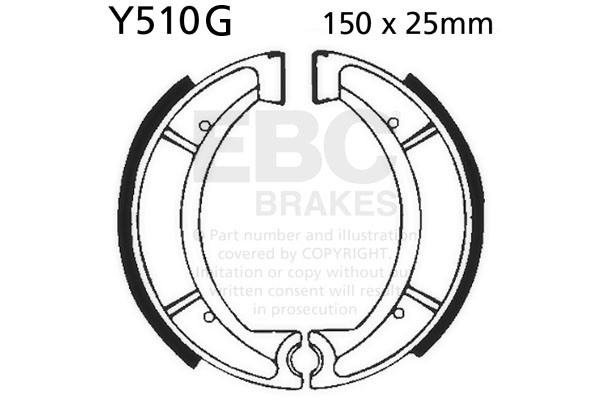 Brake shoe set EBC Y510G grooved excluding springs