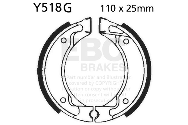 Brake shoe set EBC Y518G grooved includings springs