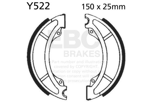 Brake shoe set EBC Y522 excluding springs