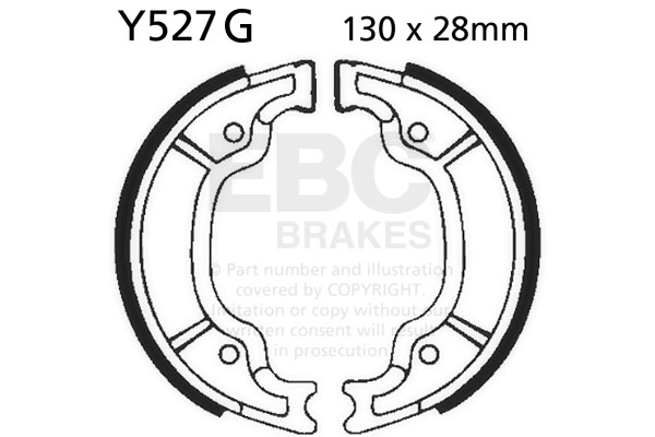 Brake shoe set EBC Y527G grooved includings springs