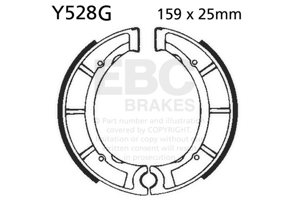 Brake shoe set EBC Y528G grooved includings springs