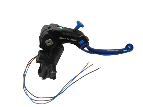 Ready to brake master cylinder ACCOSSATO CY086 PRS 16x17-18-19 with blue folding lever (nut + lever)