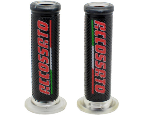 Pair of Racing Grips ACCOSSATO GR002 with red Accossato Sign - Made in Italy