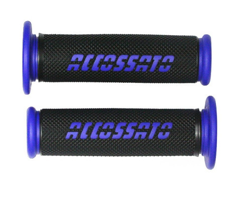 Pair of Racing Grips ACCOSSATO GR006 in thermoplastic rubber black with colourful Accossato Sign