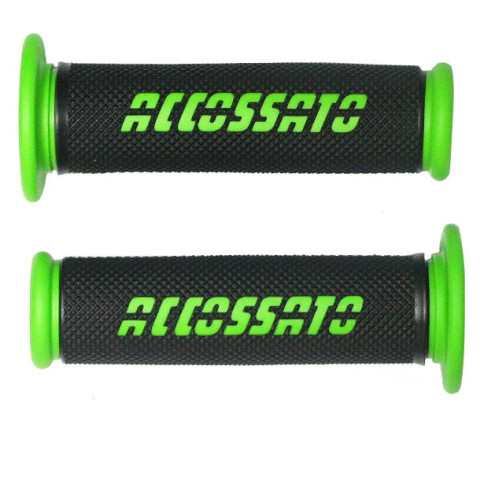 Pair of Racing Grips ACCOSSATO GR006 in thermoplastic rubber black with colourful Accossato Sign