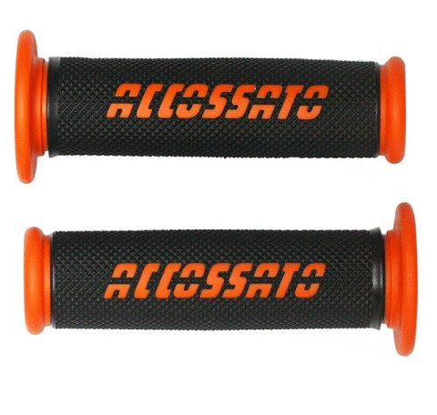 Pair of Racing Grips ACCOSSATO GR006 in thermoplastic rubber black with colourful Accossato Sign