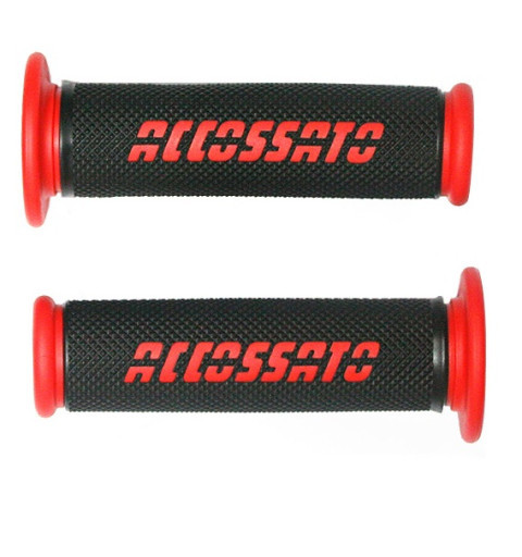 Pair of Racing Grips ACCOSSATO GR006 in thermoplastic rubber black with colourful Accossato Sign