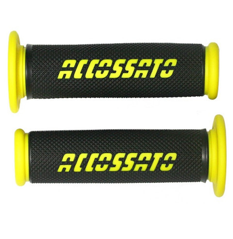 Pair of Racing Grips ACCOSSATO GR006 in thermoplastic rubber black with colourful Accossato Sign