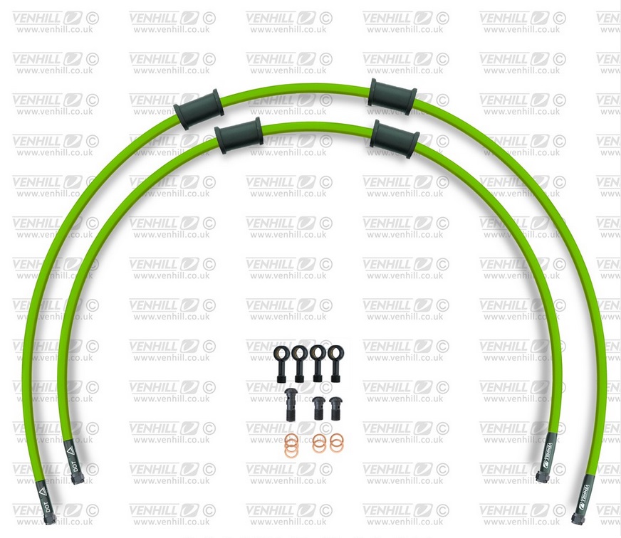Rear brake hose kit Venhill POWERHOSEPLUS YAM-8009RB-GR (2 hoses in kit) Green hoses, black fittings