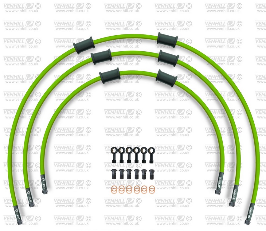STANDARD Front brake hose kit Venhill POWERHOSEPLUS YAM-9003FB-GR (3 hoses in kit) Green hoses, black fittings