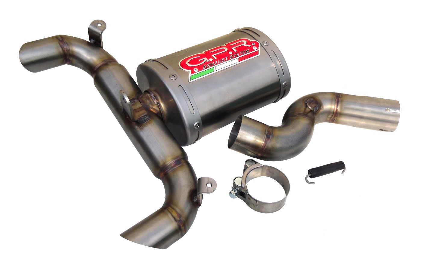 Slip-on exhaust GPR OVAL S.97.TO Brushed Titanium including removable db killer and link pipe