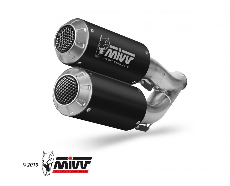 Full exhaust system 4x2x1x2 MIVV MK3 H.073.SM3B Black Stainless Steel for HONDA CB 650 F / FA 2014-2018
