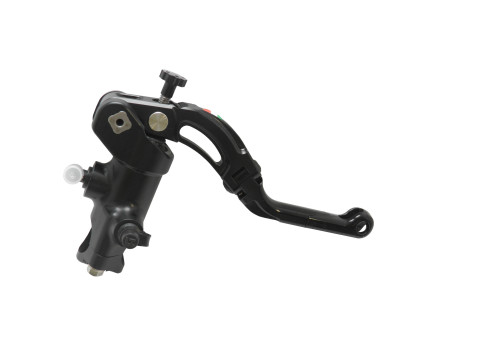 Radial brake master cylinder ACCOSSATO CL051 PRS 16x17-18-19 with black anodyzed body and  gold Revolution lever (nut+lever)