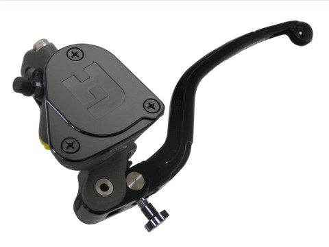 Radial clutch master cylinder ACCOSSATO PK026 16 x 16 with integrated fluid reservoir and gold fixed lever (nut+lever)