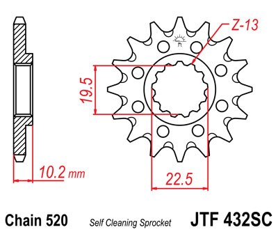 Prednji lančanik JT JTF 432-15SC 15T, 520 Self Cleaning Lightweight