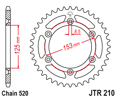 Lančenik zadnji JT JTR 210-51 51T, 520