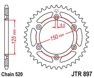 Lančenik zadnji JT JTR 897-49 49T, 520