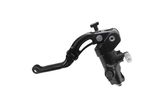 Radial clutch master cylinder ACCOSSATO CL058 16x18 with black anodyzed body and  blue revolution lever (nut+lever)