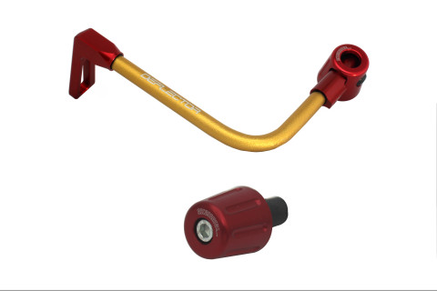 Lever guard in aluminium + right end ACCOSSATO DE005 with gold hose and joint left