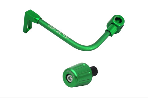 Lever guard in aluminium + right end ACCOSSATO DE005 with green hose and joint left
