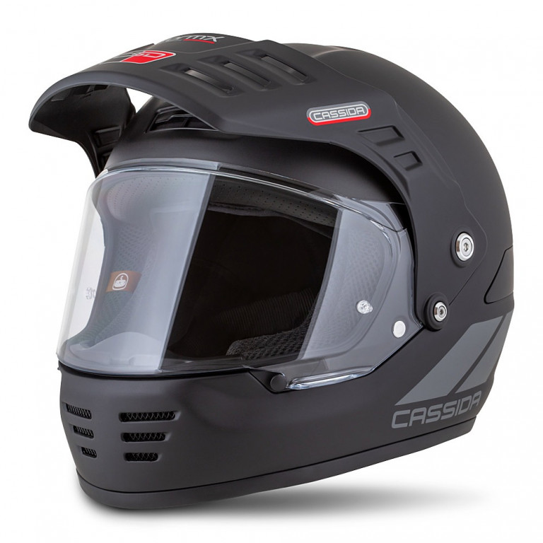 Motocross Helmet CASSIDA FORMX FLATOUT black matt/ dark grey/ black matt peak XS