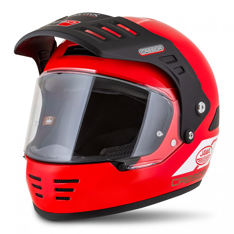 Motocross Helmet CASSIDA FORMX JAWA ROTAX red/ white/ gold/ black matt peak XS