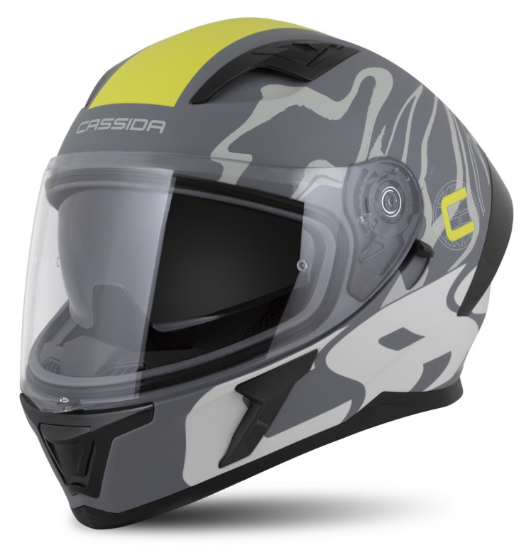 Full face helmet CASSIDA Orbit Multivers gray matt,gray,yellow fluo,black 2XL