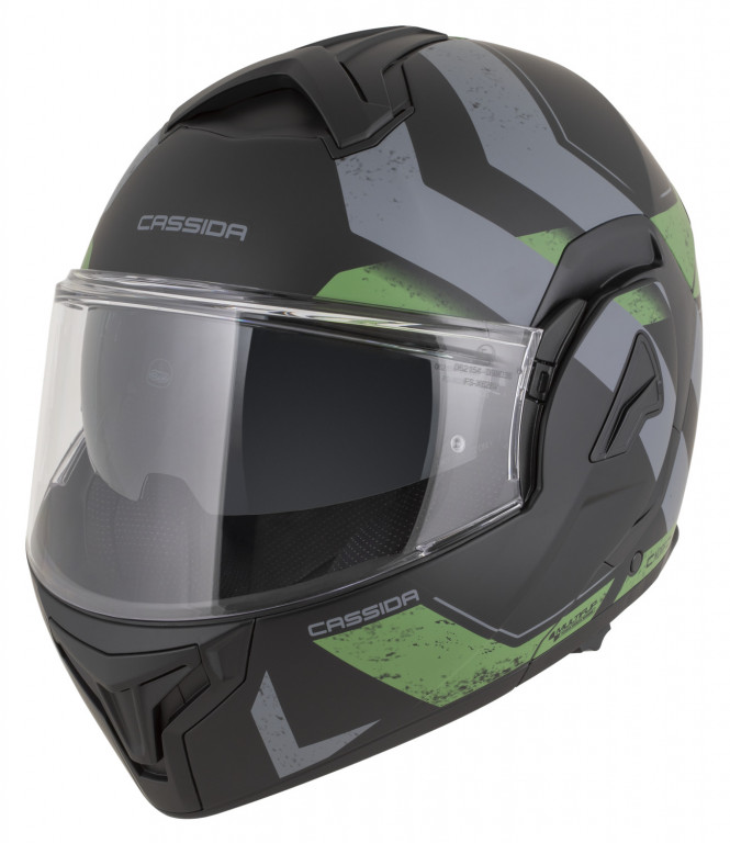 Full face helmet CASSIDA MultiFlip Korp black matt/green/gray XS