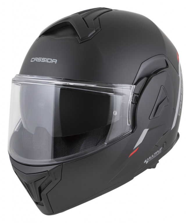 Full face helmet CASSIDA MultiFlip Solid black matt/red/gray XS