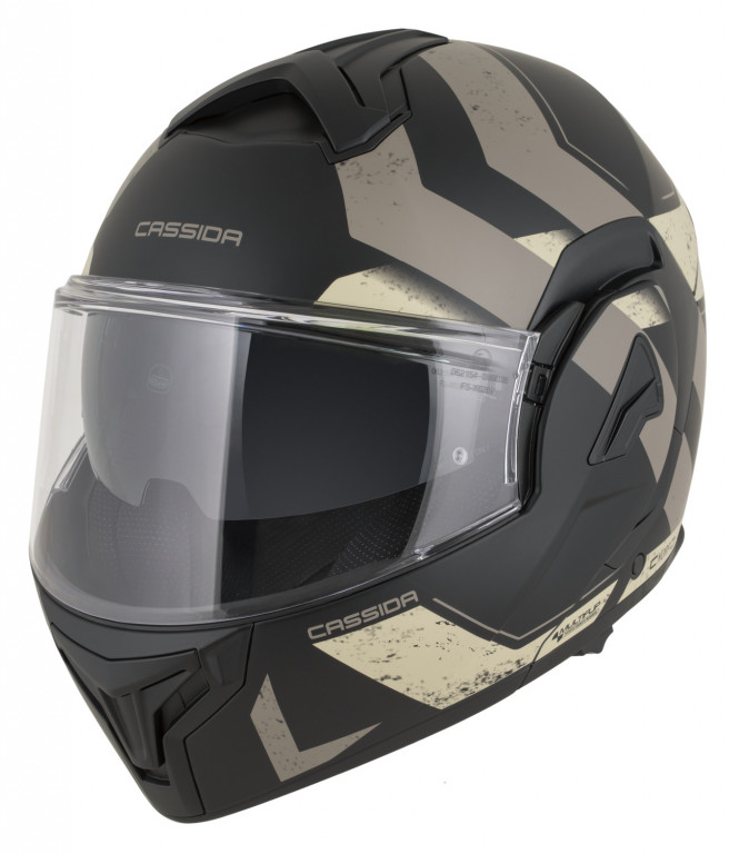Full face helmet CASSIDA MultiFlip Korp black matt/sand/khaki XS