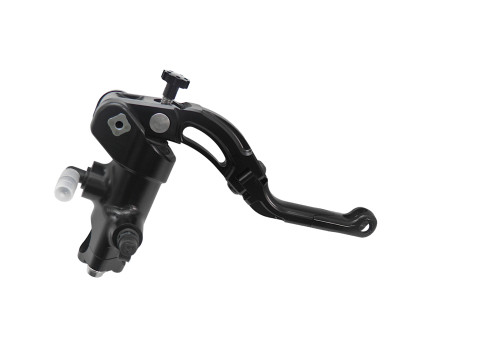 Radial brake master cylinder ACCOSSATO CL050 PRS 19 x 17-18-19 with black anodyzed body and  orange Revolution lever (nut+lever)