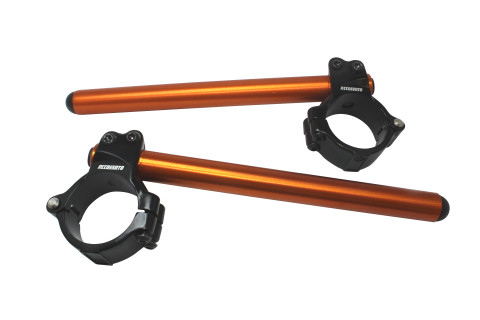 Aluminium-forged clip-ons ACCOSSATO CP003 with metal clamp composed of 2 half-rings 10 degrees inclination, orange