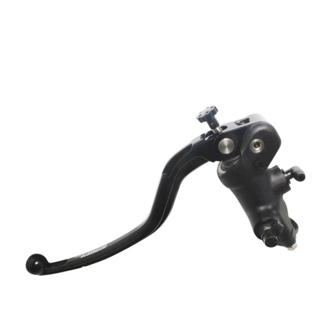 Radial clutch master cylinder ACCOSSATO CL026 16x16 with black anodyzed body and fixed green lever (nut+lever)