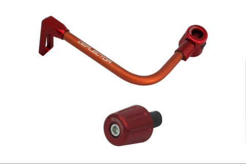 Lever guard in aluminium + right end ACCOSSATO DE005 with orange hose and joint left